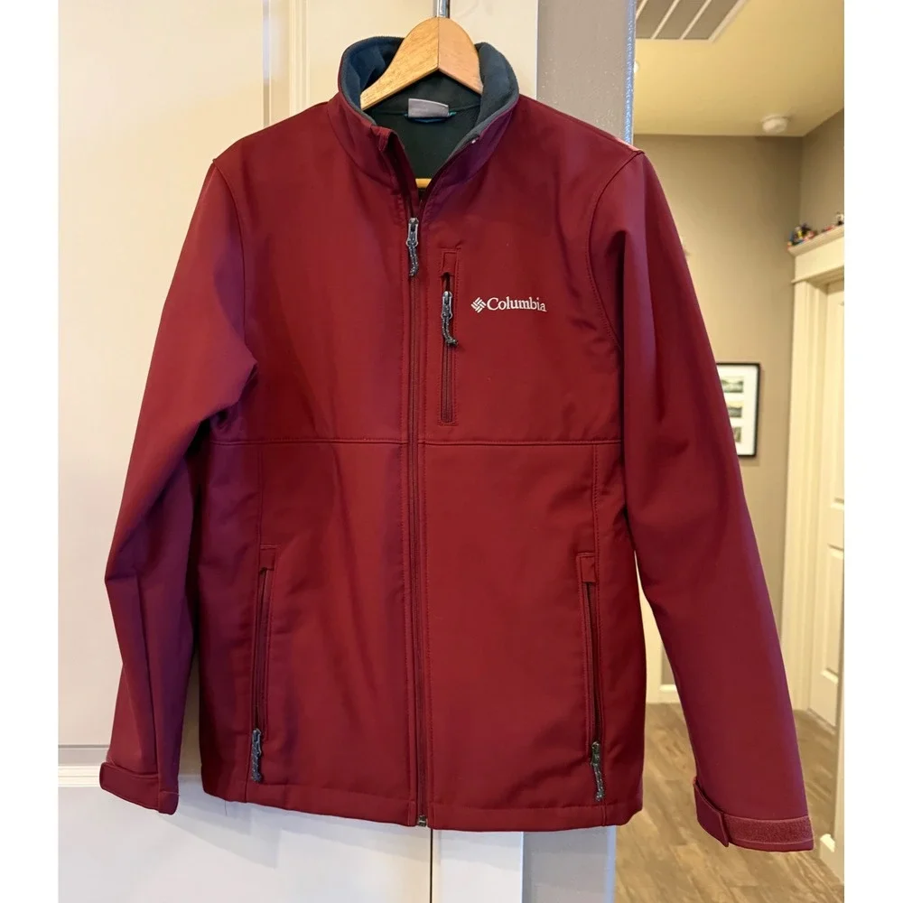 Mns‎ Columbia Rust Color Soft Shell Fleece Lined Full Zip Jacket S Gorpcore Fall